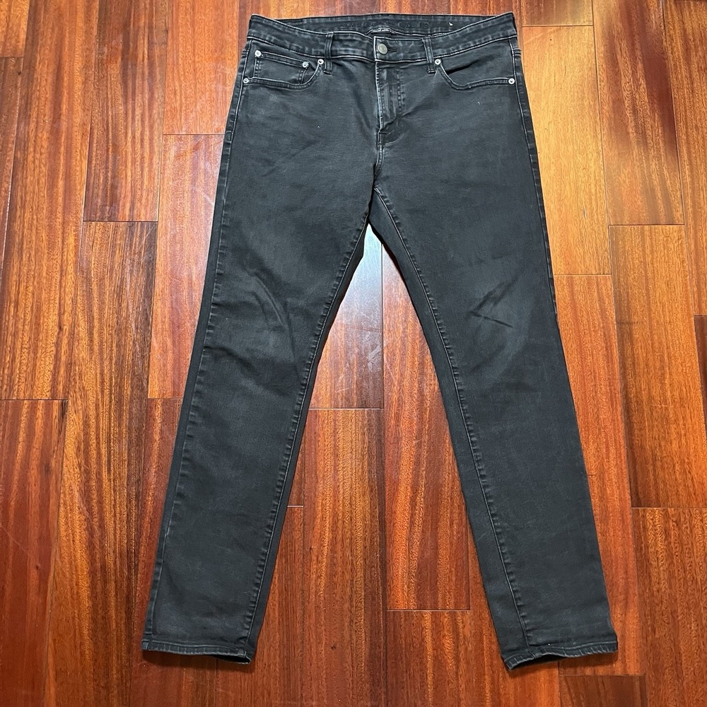 American Eagle Jeans Mens 36x32 (36x31) Dark Gray Skinny Flex Stretch Grunge *
